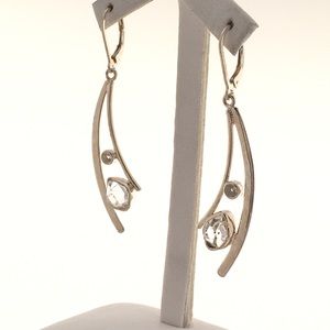 Bali sterling crystal quartz curved drop earrings